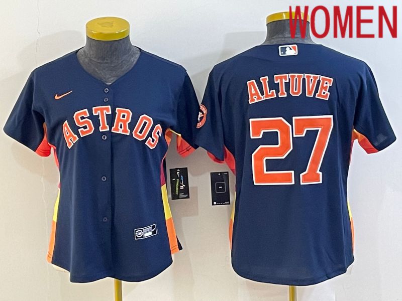 Women Houston Astros #27 Altuve Blue Game Nike 2022 MLB Jerseys->women mlb jersey->Women Jersey